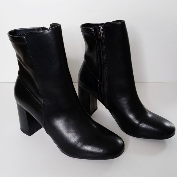 Vintage Y2K MIA Black Vegan Leather Boots Size 8.5 - Picture 3 of 10